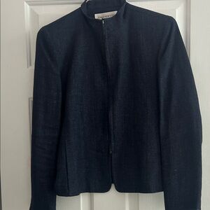 Jones New York Black Collarless Zip-Front Blazer